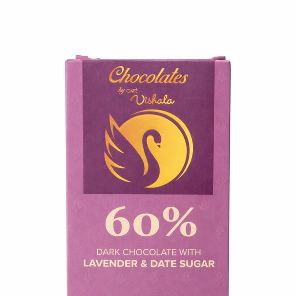 Purple chocolate bar packaging with a swan logo and text about dark chocolate成分