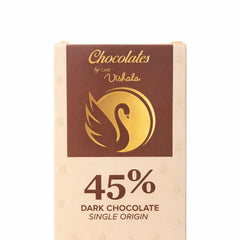 Box of Chocolates by Cafe Vishaka dark chocolate bar on a white background